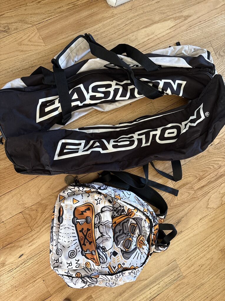 2 Easton Baseball Equipment Bags And 1 Backpack