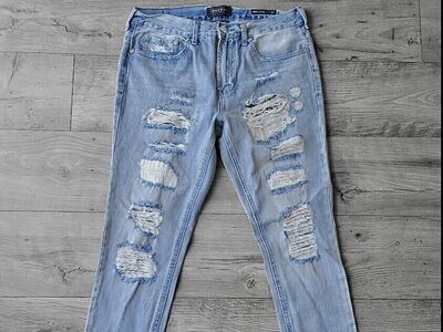 Pacsun Mens 32 x 32 Vertical Stretch Blue Distressed Stud Skinny Jeans