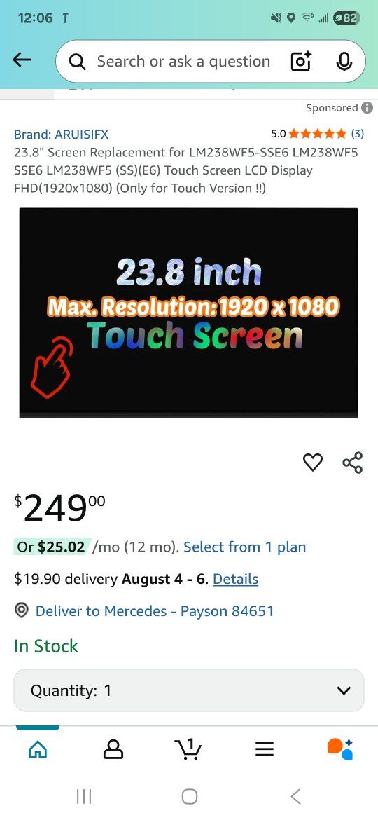 23.8 touchscreen replacement