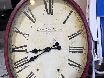 Grand Cafe Margot 22x34" Red Oval Wall Clock - Roman Numerals