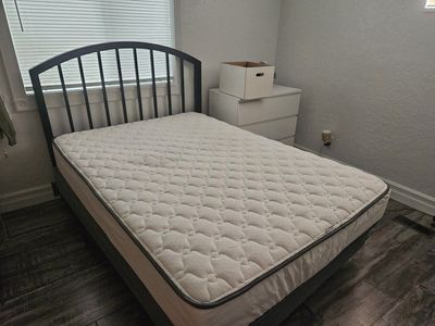 Full Size Mattress with Box Spring and Metal Headboard