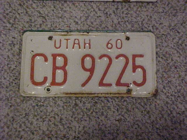 1960 single utah license plate