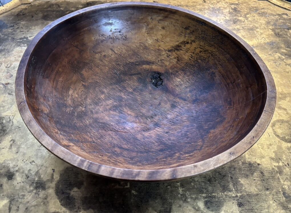 Antique Dough Salad Bowl, Oval 15-7/8 x16-7/8 x 5”