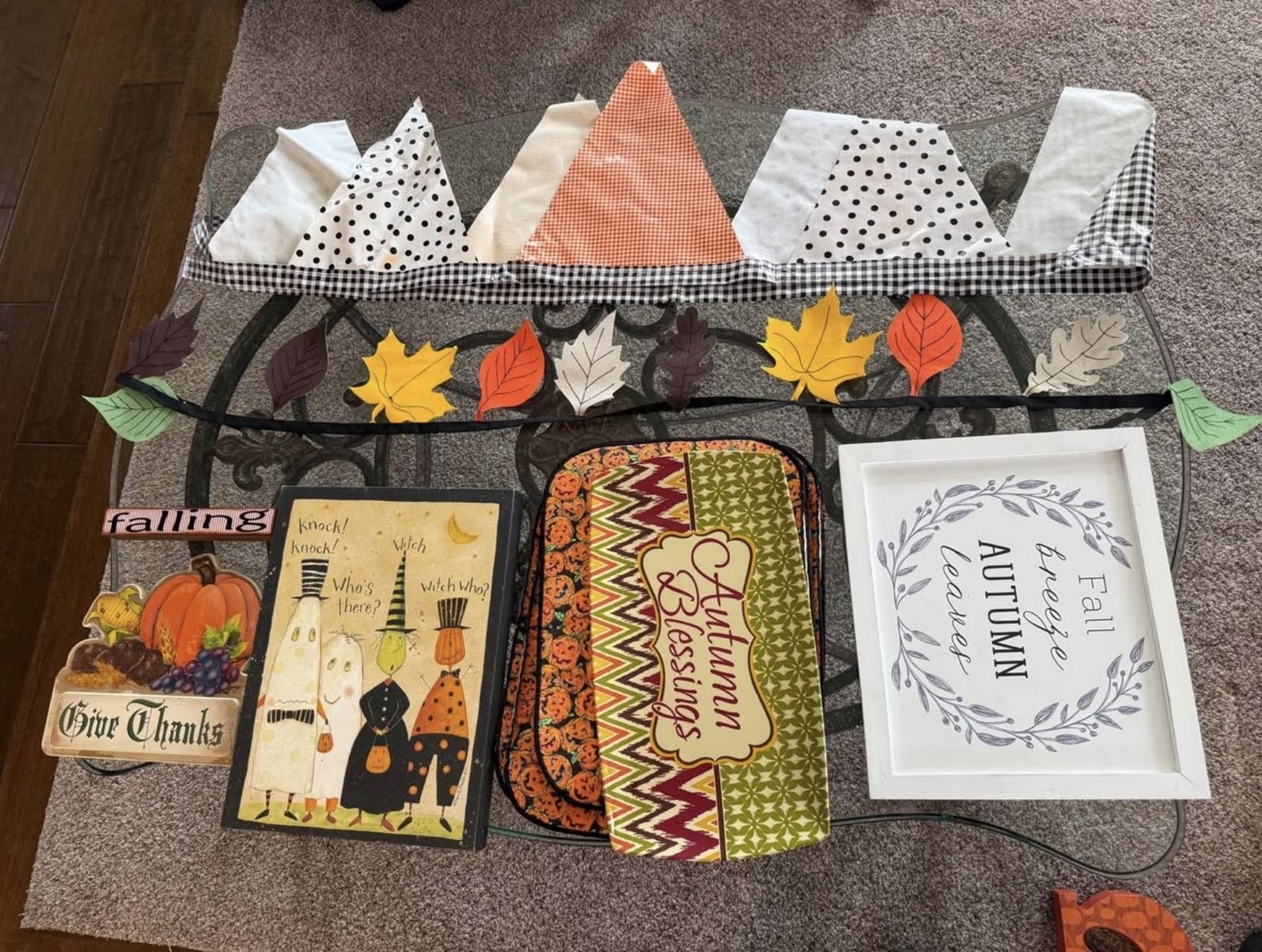 Fall & Halloween Home Decor Bundle - Banners, Signs, Placemats