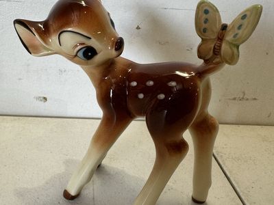 Vintage Disney Bambi Ceramic Figurine Made In Japan