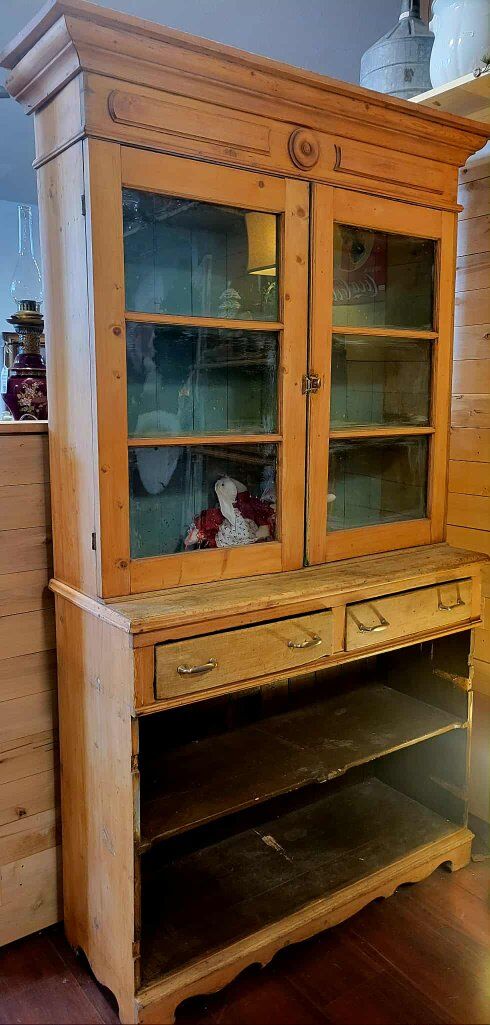 Stunning Primitive Antique One Piece Hutch 82"tall