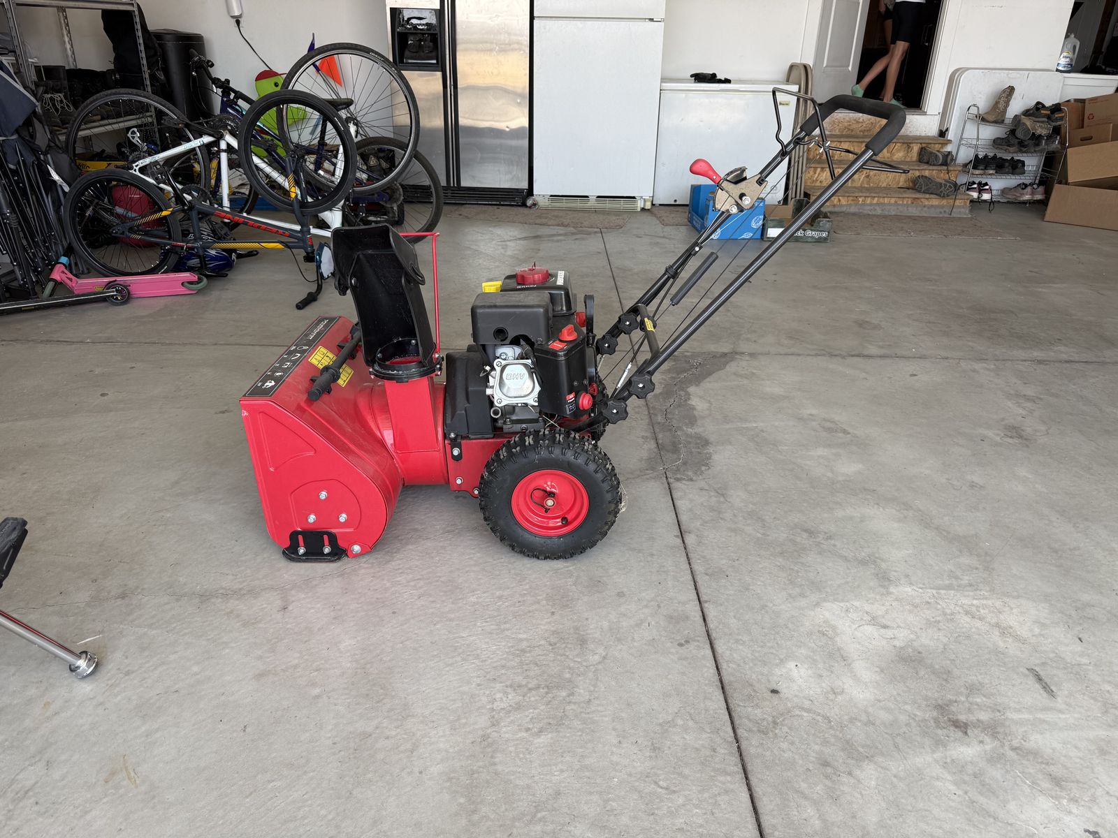 Red Gas Snow Blower 208cc Engine Two-Stage Walk-Behind