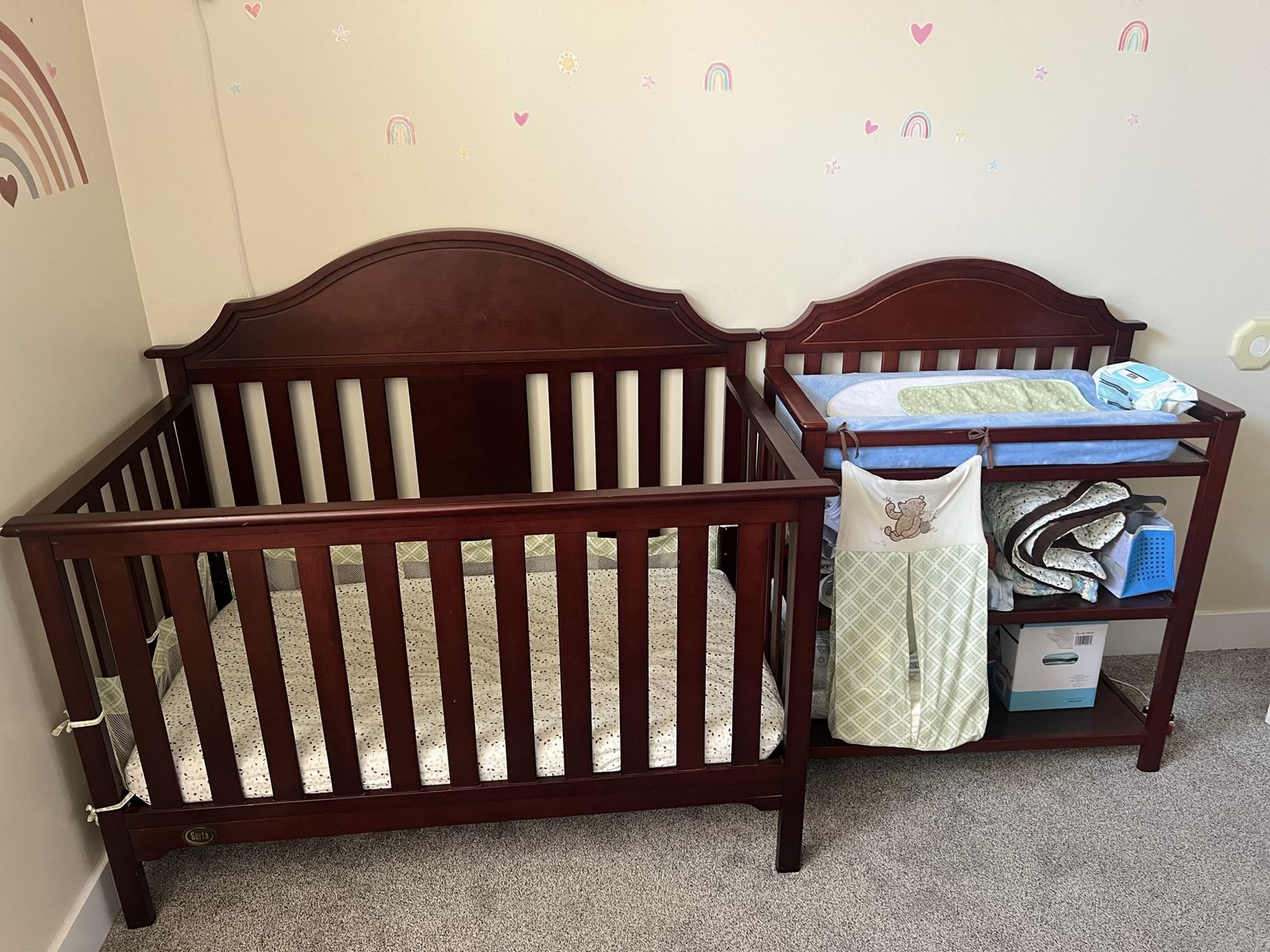 Serta Crib & Changing Table Set dark wood