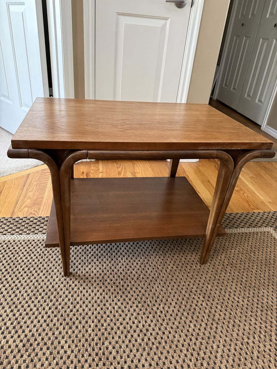 Mid-Century Modern Wood End Table with Shelf - Vintage Accent Furniture
