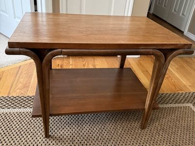 Mid-Century Modern Wood End Table with Shelf - Vintage Accent Furniture