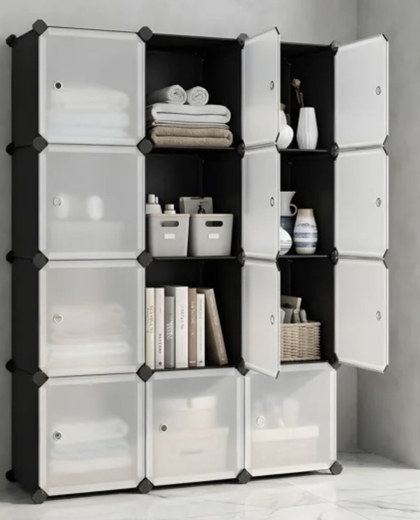 12 Cube Multiple Use Organizer With Doors, Storage Cabinet / Closet / Shelves