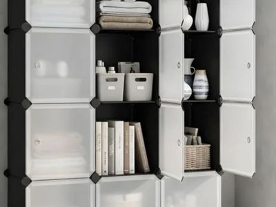 12 Cube Multiple Use Organizer With Doors, Storage Cabinet / Closet / Shelves