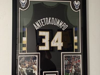 Giannis Antetokounmpo Hand Signed Framed Jersey Beckett Certified Authentic