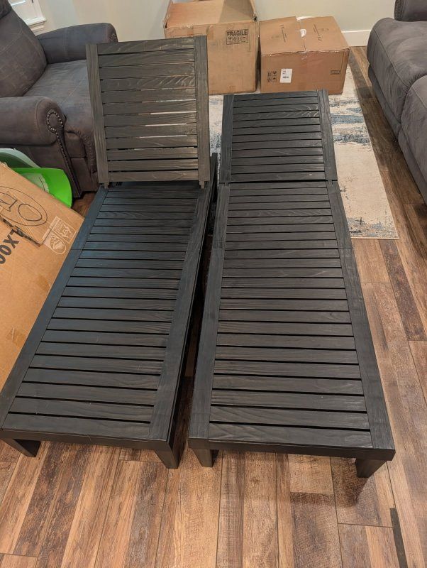  Chaise Lounge Chair Set of 2 In Black