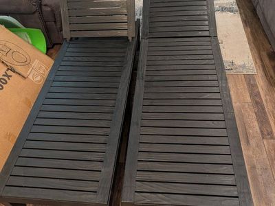 Chaise Lounge Chair Set of 2 In Black
