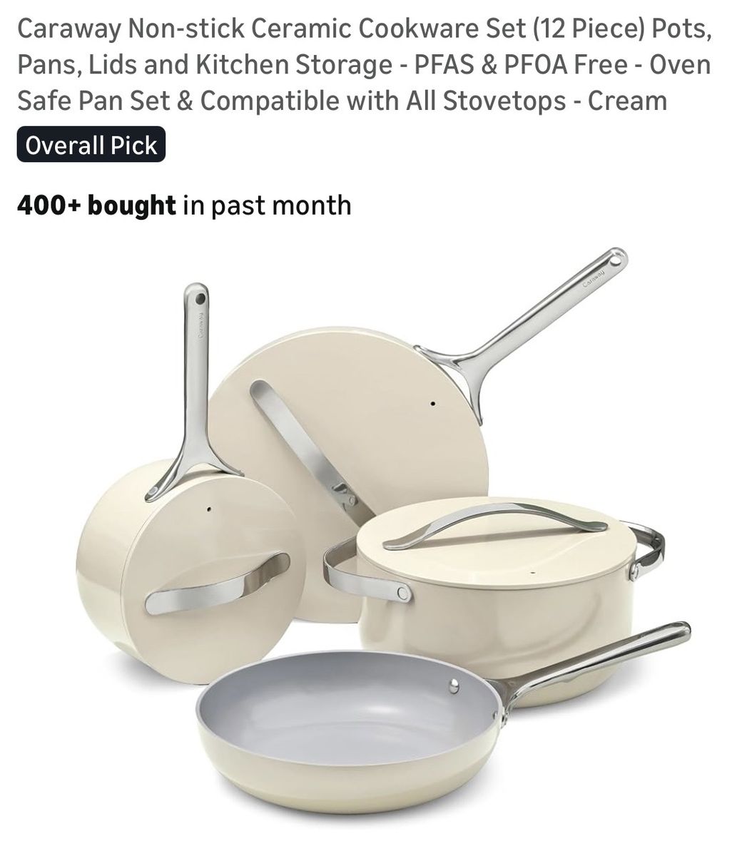 Caraway Cream Ceramic 12PC CookWare Set