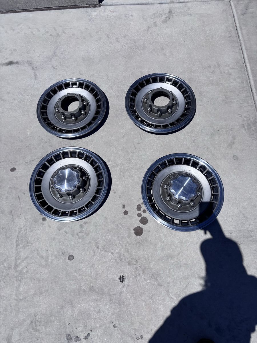 1980s Ford F250/F350 OEM 16” 8x6.5 Lug Pattern Wheels & Hubcaps