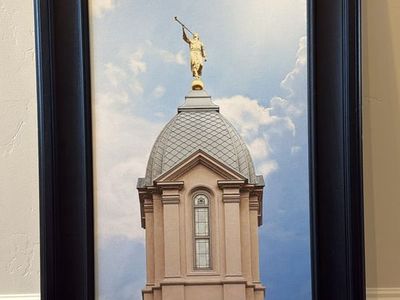 NEW large LDS art framed canvas print Cedar temple