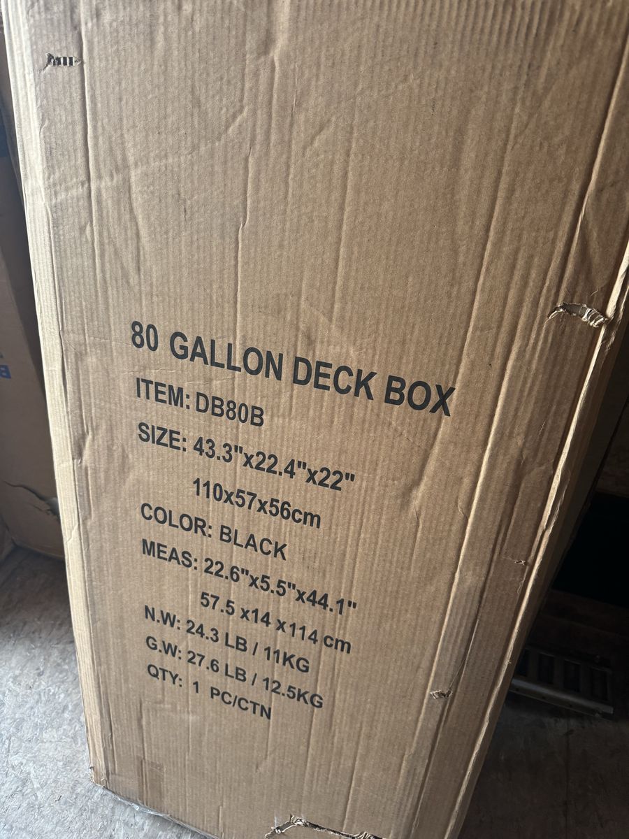 80 Gallon Resin Wood Look Outdoor Storage Deck Box with Lockable Lid - Black, 43.3"x22.4"x22"