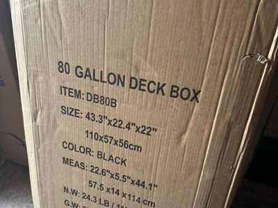 80 Gallon Resin Wood Look Outdoor Storage Deck Box with Lockable Lid - Black, 43.3"x22.4"x22"