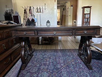 Large dark wood vintage style desk