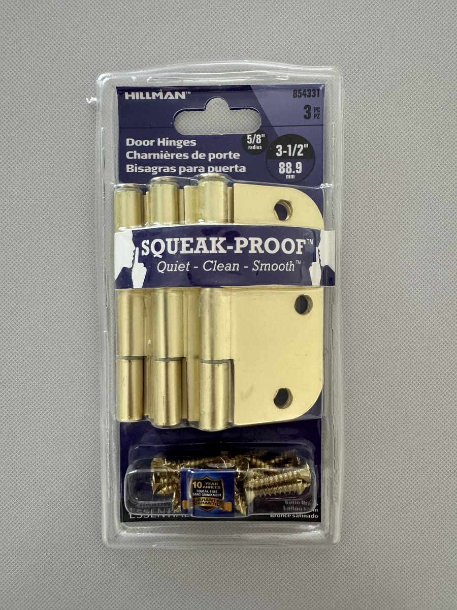 Steel Door Hinges 5/8 inch radius Satin Brass 3.5 inch 3 count