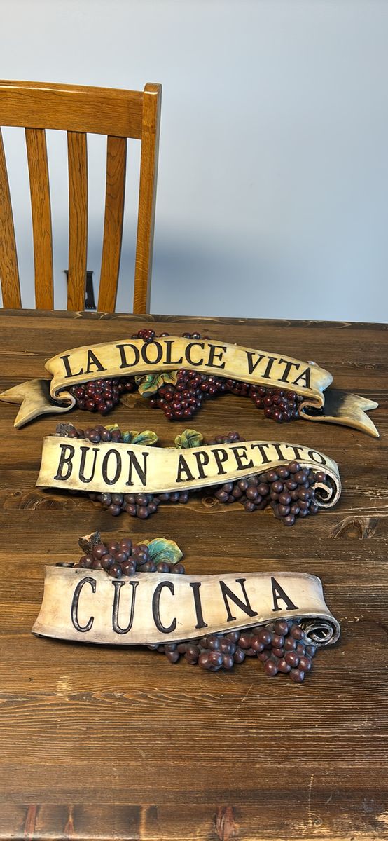 Italian Tuscan Kitchen Wall Decor Set - La Dolce Vita Buon Appetito Cucina 3-piece set
