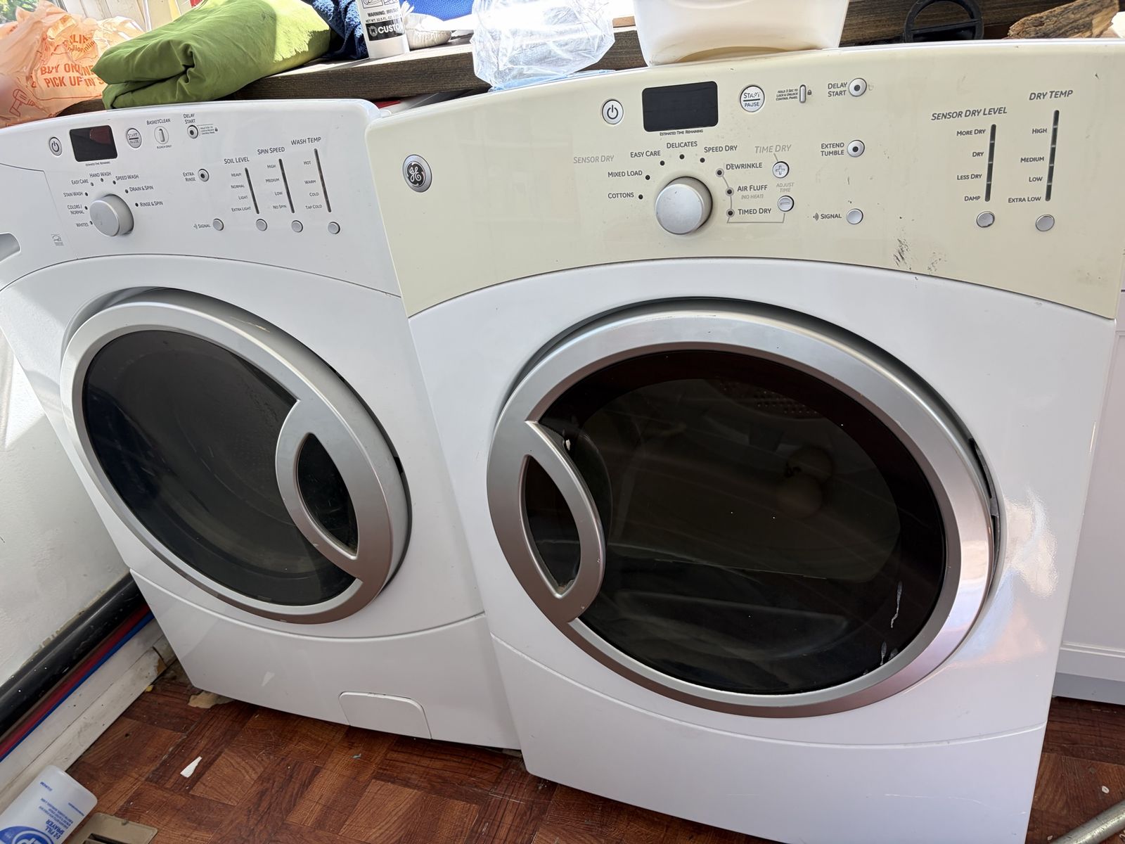 GE Front Load Washer & GE Dryer Set - White, High Efficiency