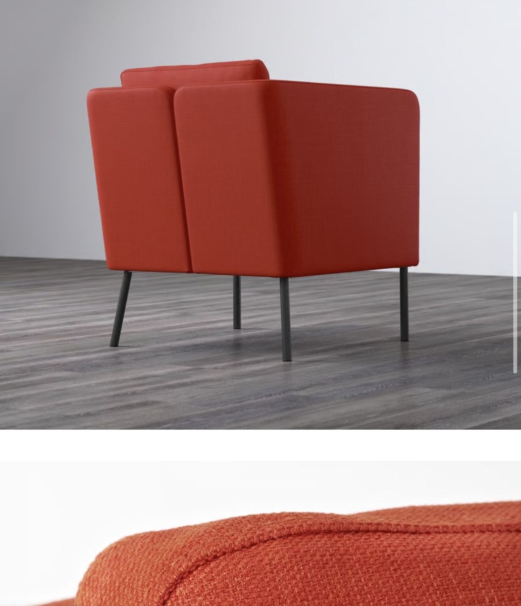 Modern Red Upholstered Armchair with Black Metal Legs