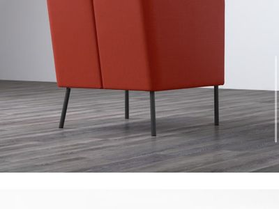 Modern Red Upholstered Armchair with Black Metal Legs