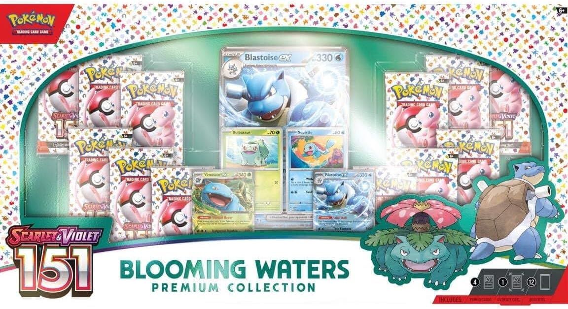 Pokemon 151 Blooming Waters Premium Collection — Sealed (12 packs + jumbo Blastoise)