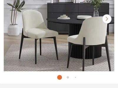 Brand new Dovelina Drum Willin Modern White Dining Chairs with Black Legs