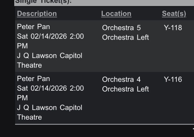 Ballet West Peter Pan 2/14 2pm Show 2 Tickets