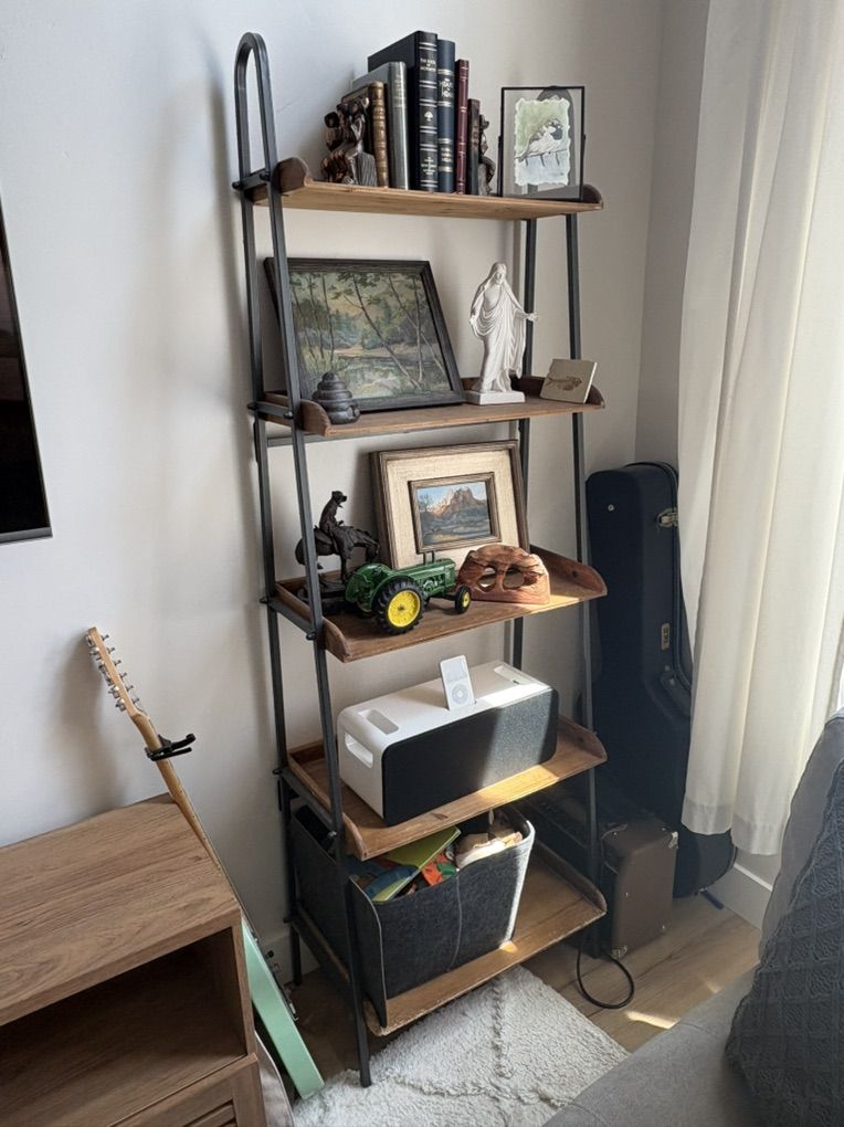5-Tier Wood & Metal Bookshelf / Display Shelf