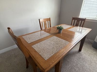 Granite Inlay Extendable Dining Table