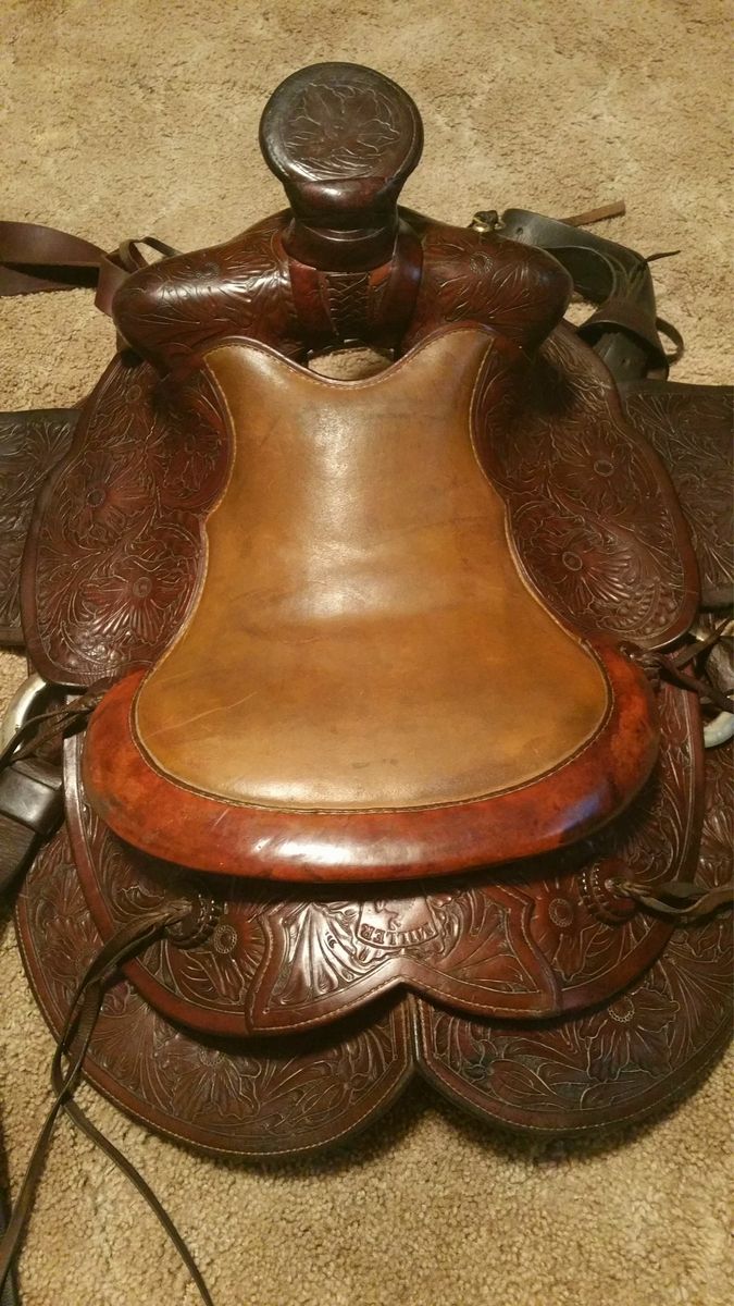 Vintage 1920’s Miller Denver Blake Bulldogging Saddle - Hand Tooled Leather Western Saddle