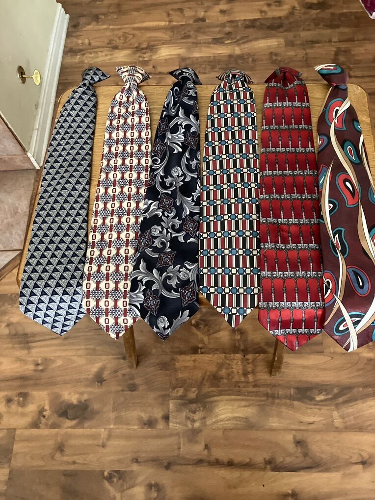 6 Vintage 1970s Polyester Clip On Ties