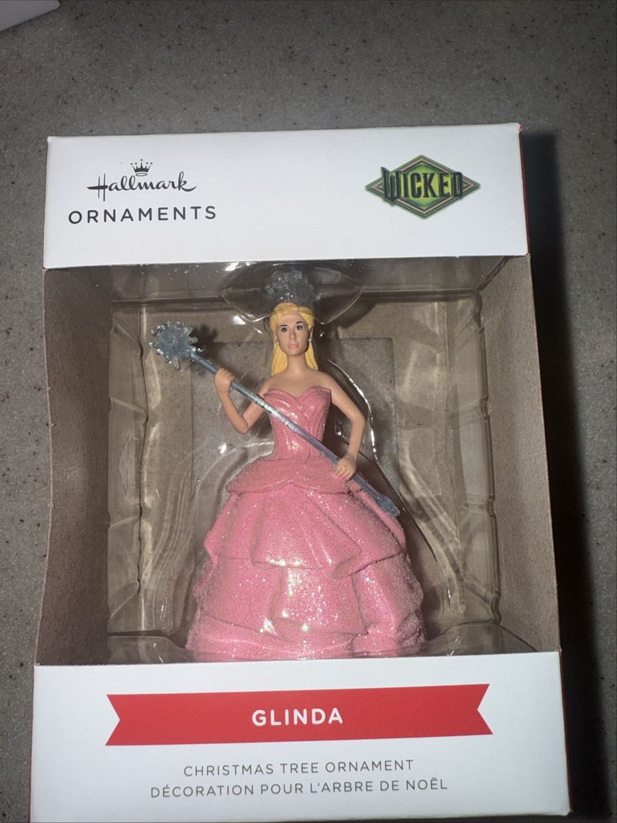 Hallmark Wicked Glinda Christmas Tree Ornament Pink Gown Glitter Wand New in Box