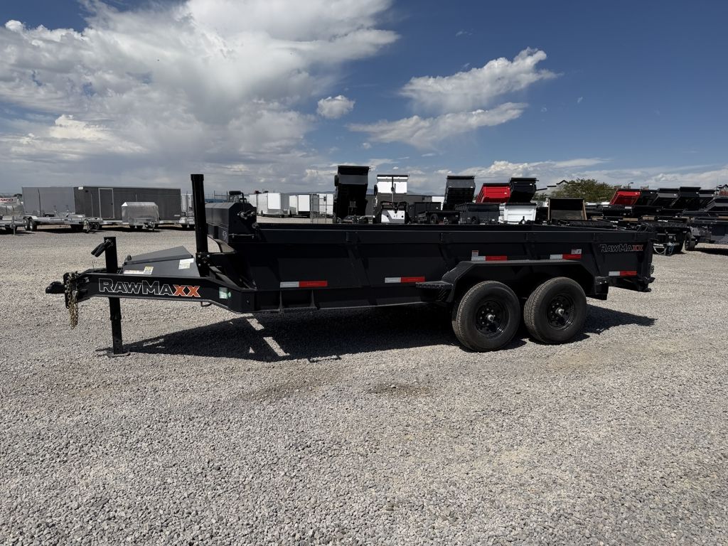 2026 RawMaxx 7x16 14K LPX Low-Pro 13lb I-Beam Telescopic Dump Trailer