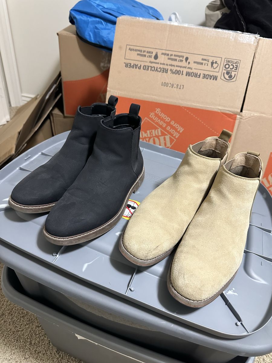 Men's Black & Tan Suede Chelsea Boots - Size 10