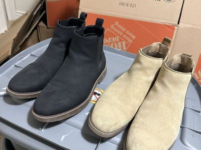 Men's Black & Tan Suede Chelsea Boots - Size 10