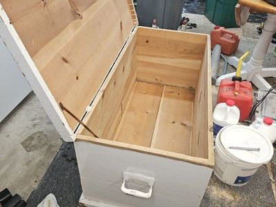 Vintage White Painted Wooden Storage Chest Blanket Box 44x21 Inches