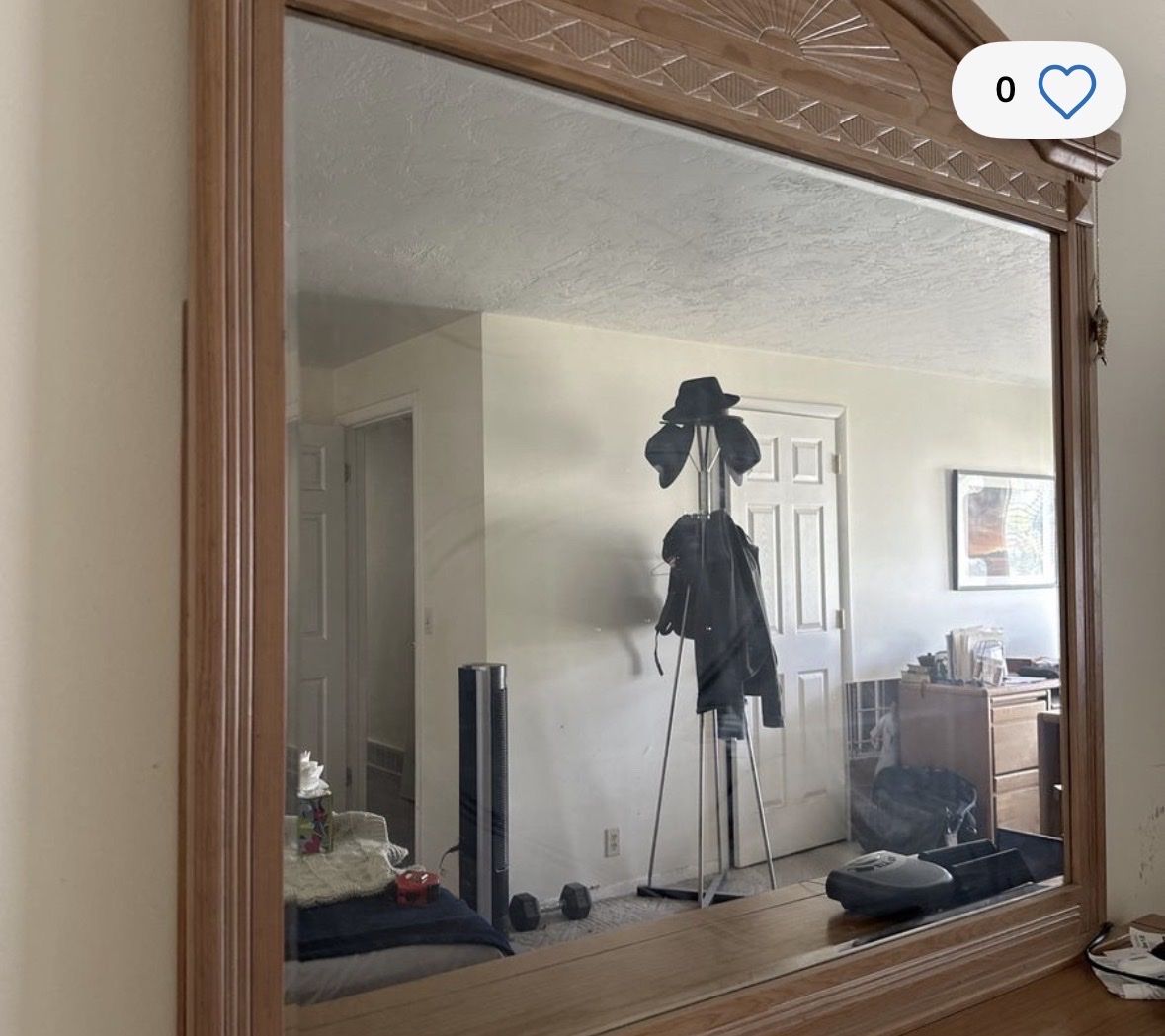 Wooden Framed Mirror - Ornate Carved Details