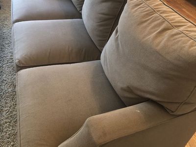 FREE!!! Beige Upholstered 3-Cushion Sofa - Beige Fabric Couch