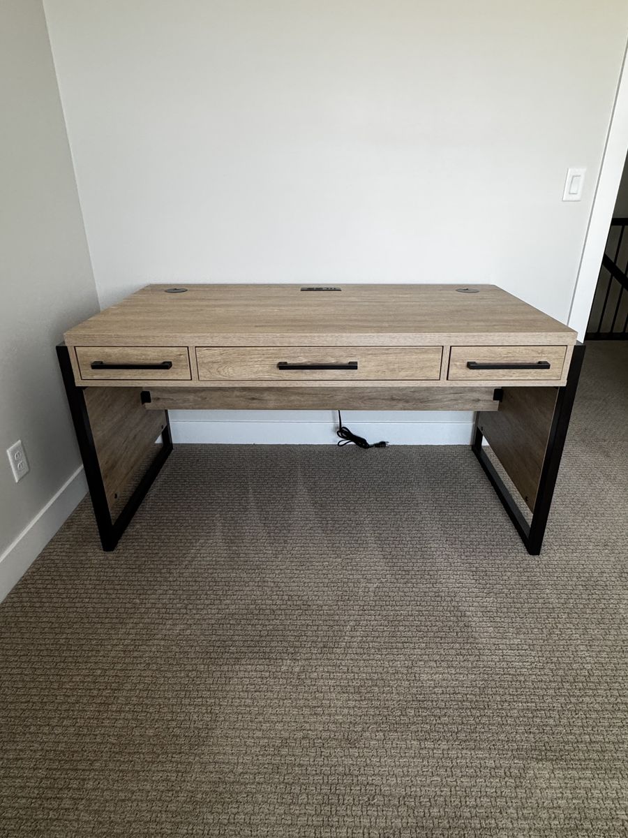 Desk and file cabinet