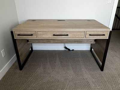 Desk and file cabinet