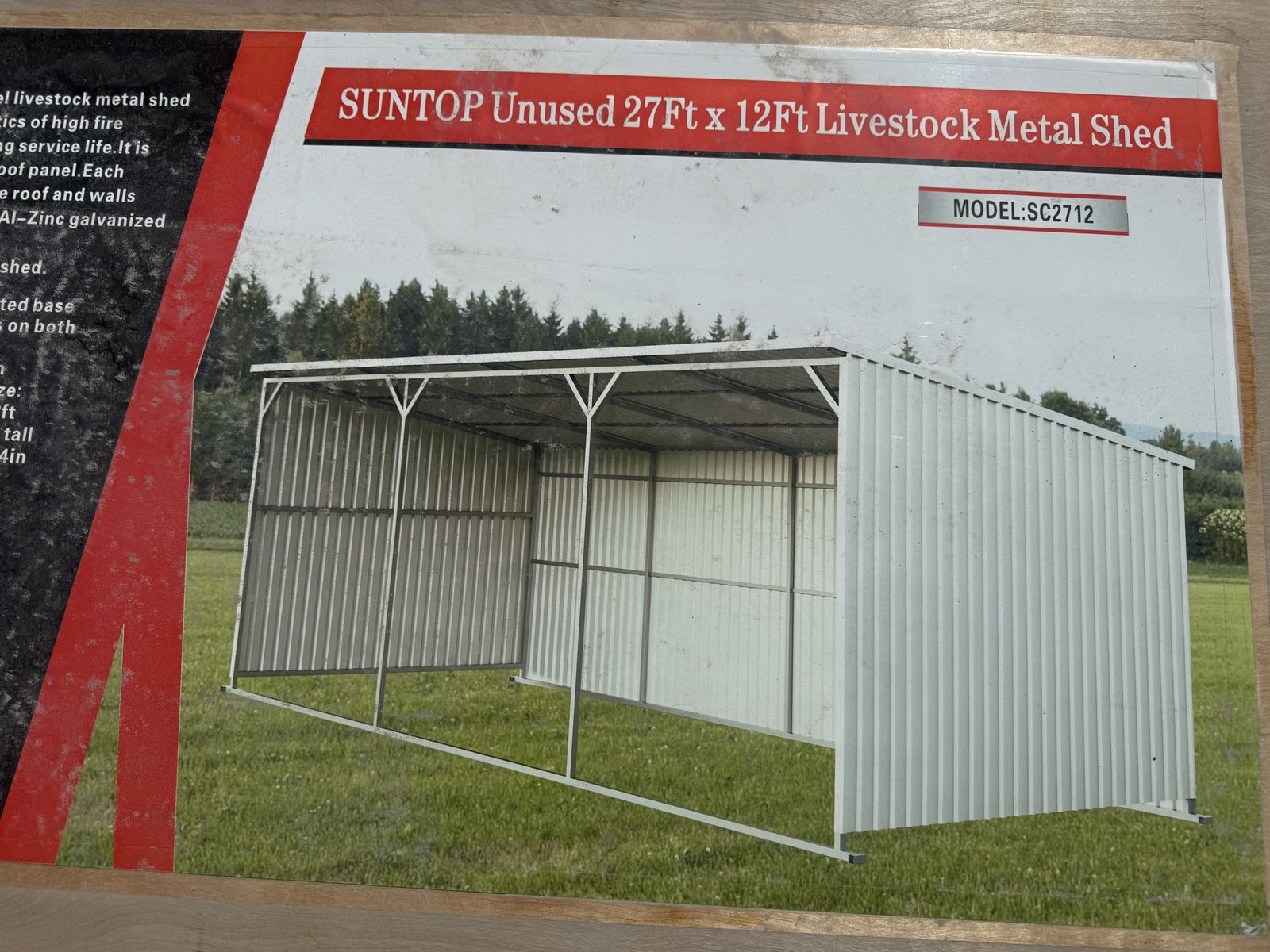 New SUNTOP  27Ft x 12Ft Livestock Metal Shed