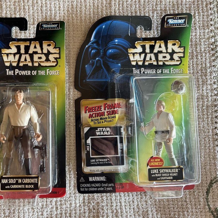 Kenner Star Wars Power of the Force Green Card Luke Skywalker w/Blast Shield Action Figure 1995 Original