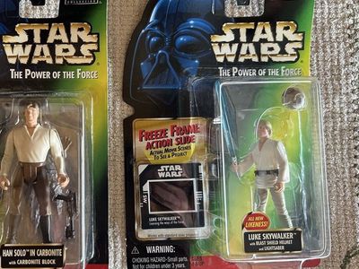 Kenner Star Wars Power of the Force Green Card Luke Skywalker w/Blast Shield Action Figure 1995 Original
