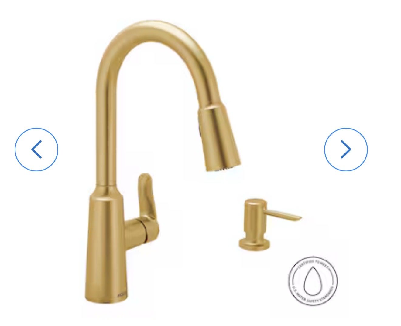 Moen Edwyn Brushed Gold Single Handle Deck-mount Pull-down Kitchen Faucet with Sprayer & Soap Dispenser